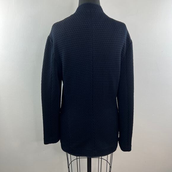 Armani Collezioni Navy Blue Mens Jacket Diamond Cut Shoulder Mock Neck Sz Large - Picture 7 of 9